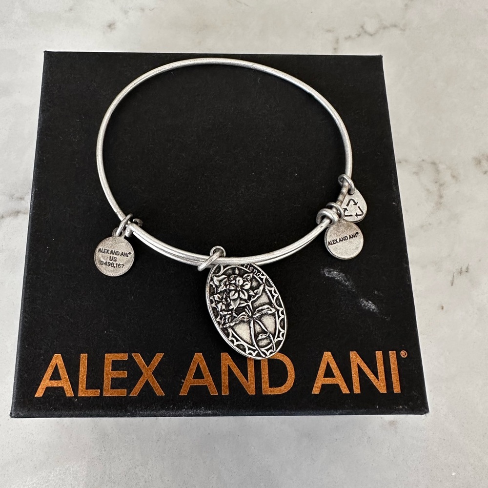 Alex and Ani Silver Bangle with Charms